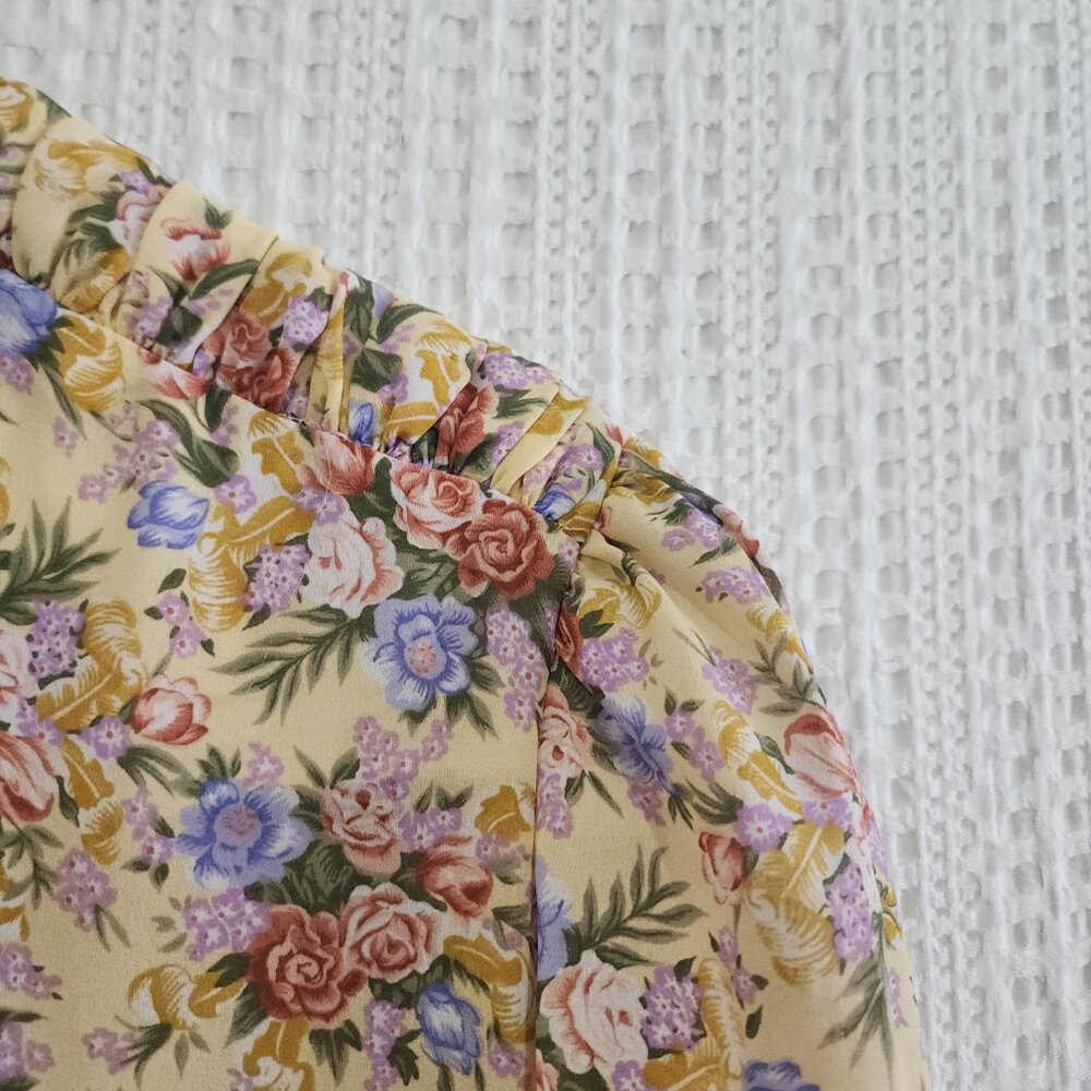 Vintage Leslie Fay Yellow Floral Prairie Cottagecore Midi Dress Size 18 (XL Fit) - Picture 13 of 16